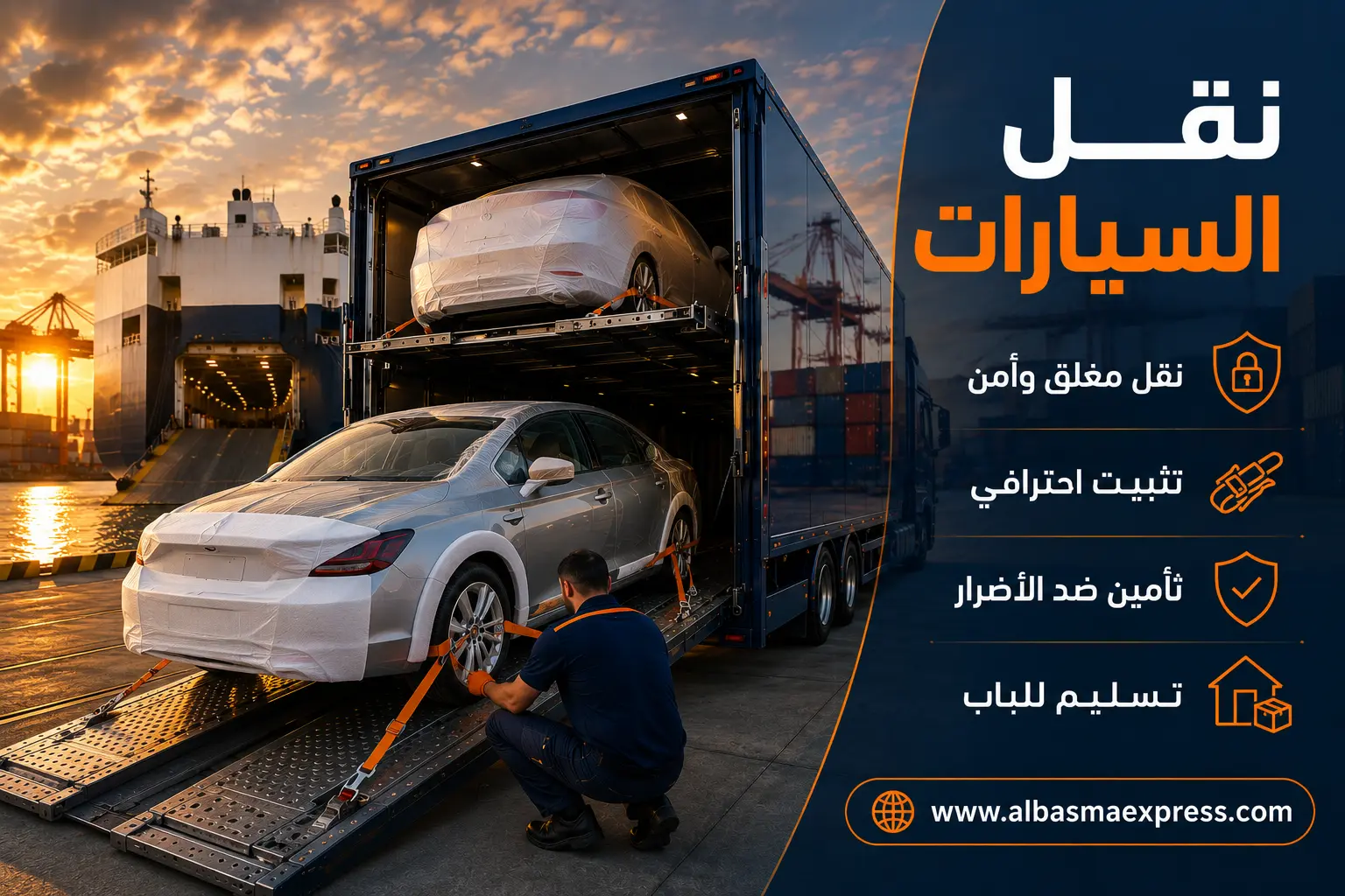 شحن السيارات دولياً — البسمة إكسبريس