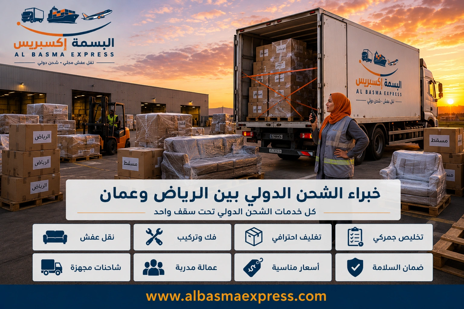 شحن ونقل عفش من الرياض إلى سلطنة عمان: 0553923364 خدمة شحن موثوقة تصلك بأمان