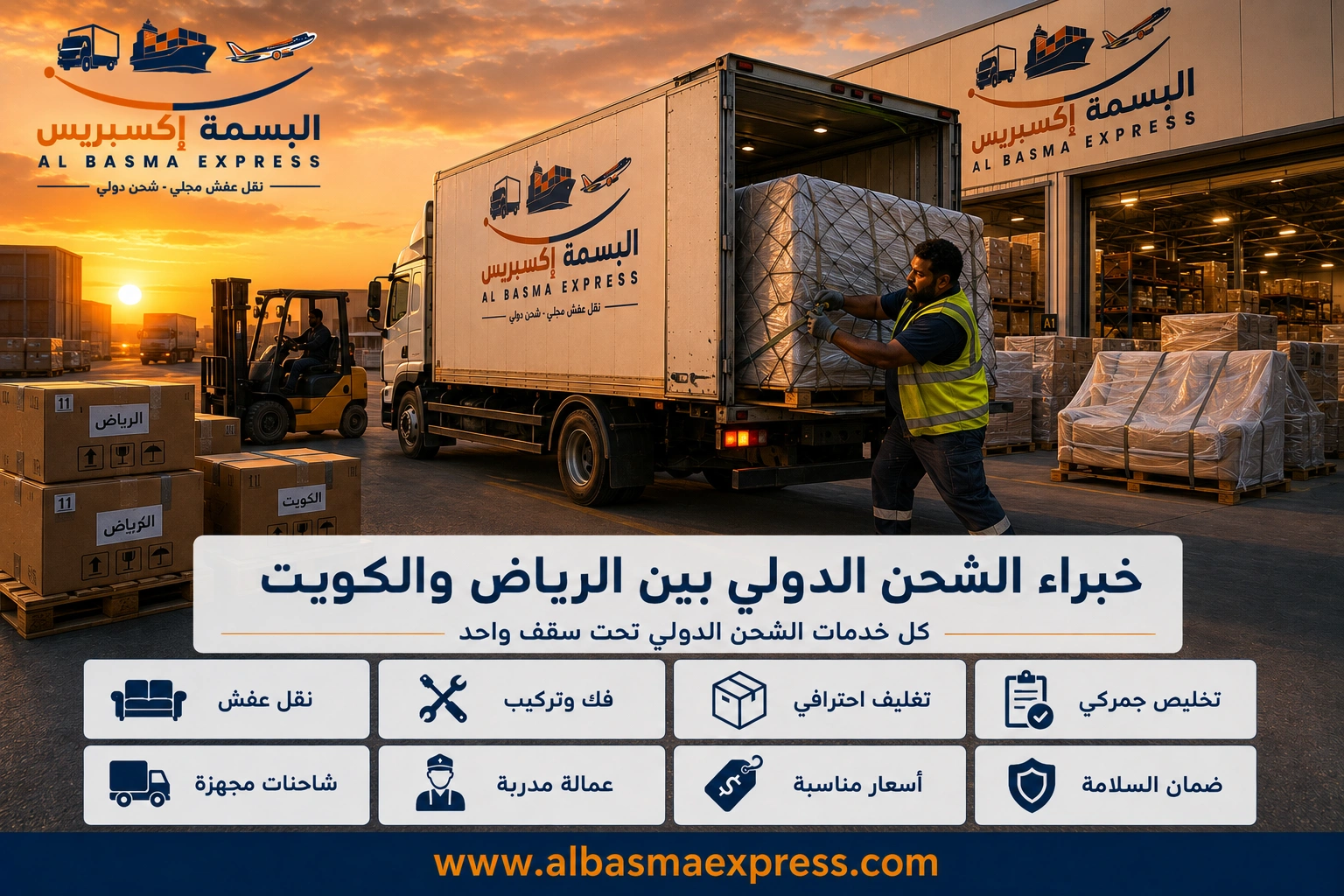 شحن ونقل عفش من الرياض إلى الكويت: 0553923364 كل ما تحتاج معرفته قبل الحجز