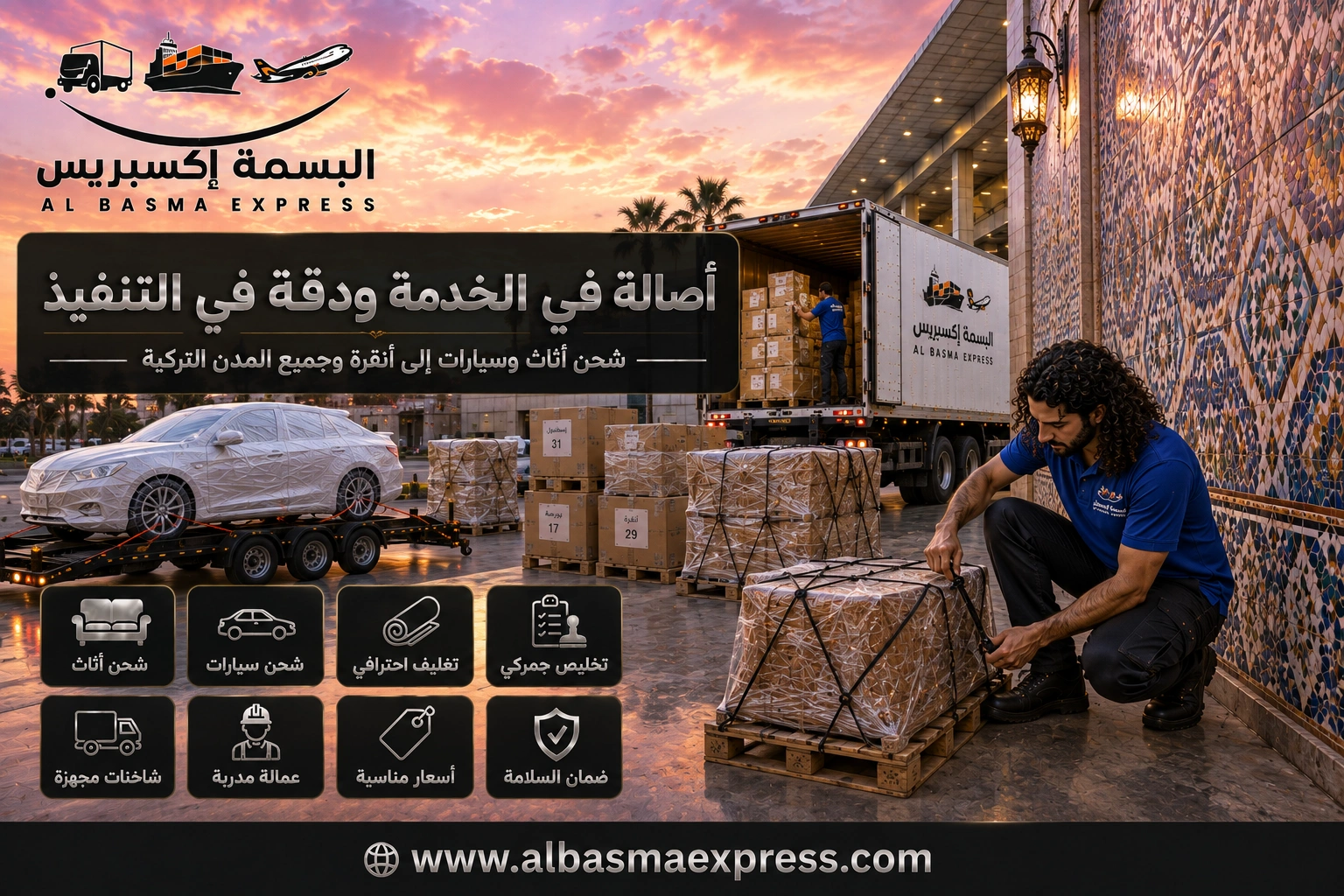شحن الأثاث والسيارات من أبوظبي إلى تركيا | 0557643821 بحري وجوي وخدمة حتى الوجهة