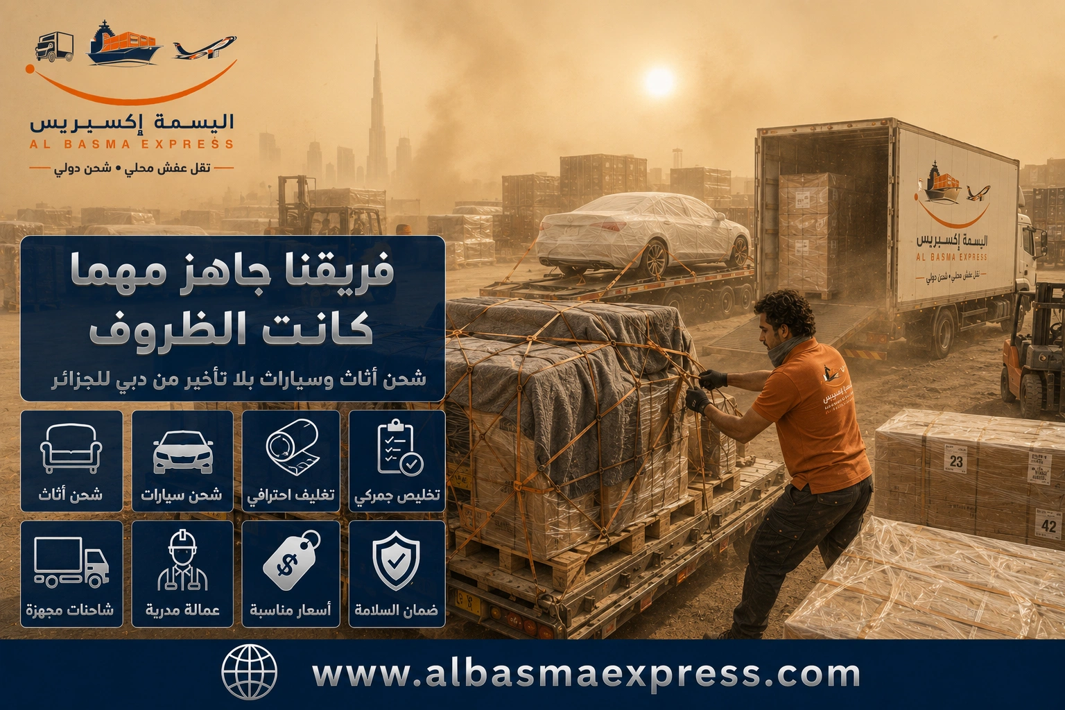 شركة شحن أثاث وسيارات من دبي للجزائر | 0557643821 الحاويات وشحن السيارات