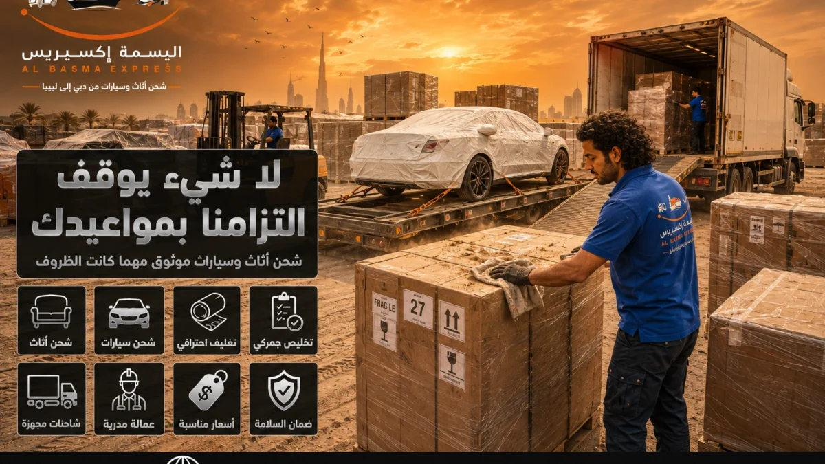 شحن الأثاث والسيارات من دبي إلى ليبيا الأسعار وطرق الشحن والتوصيل