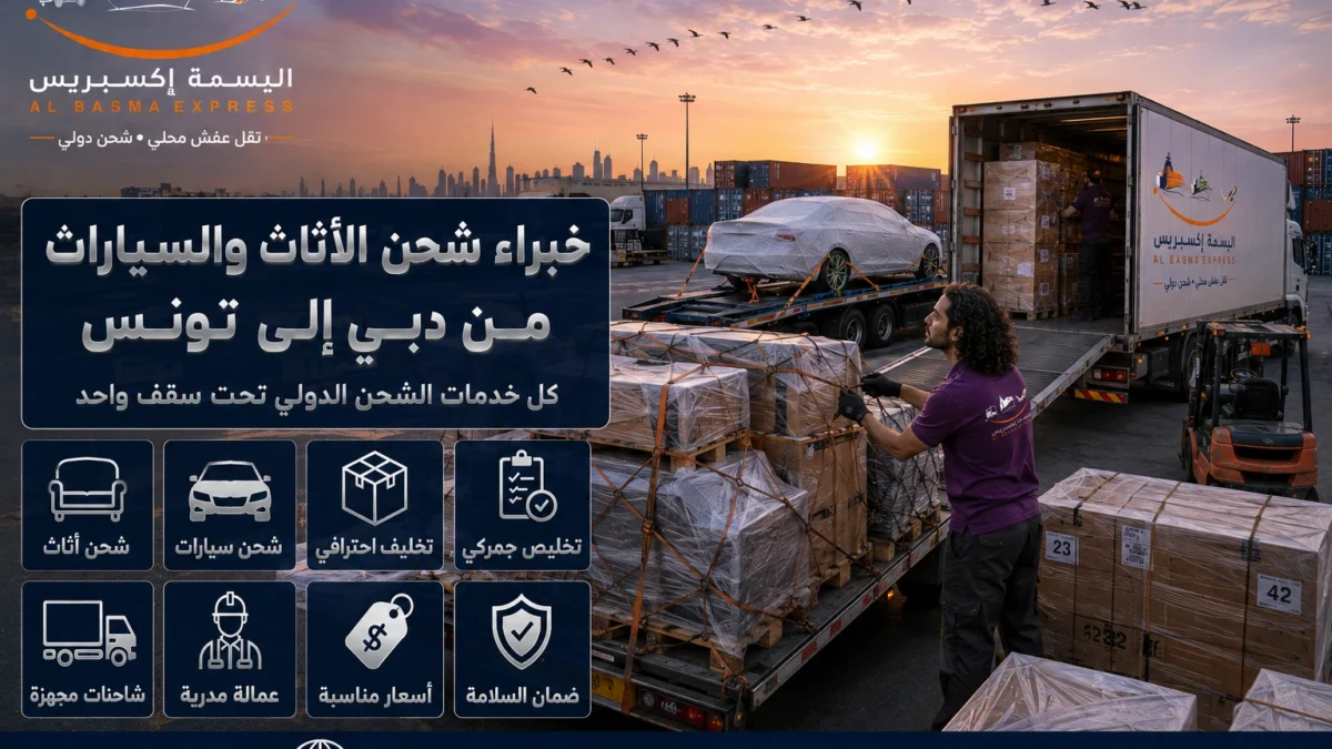 شركة شحن أثاث وسيارات من دبي لتونس الحاويات وطرق الشحن