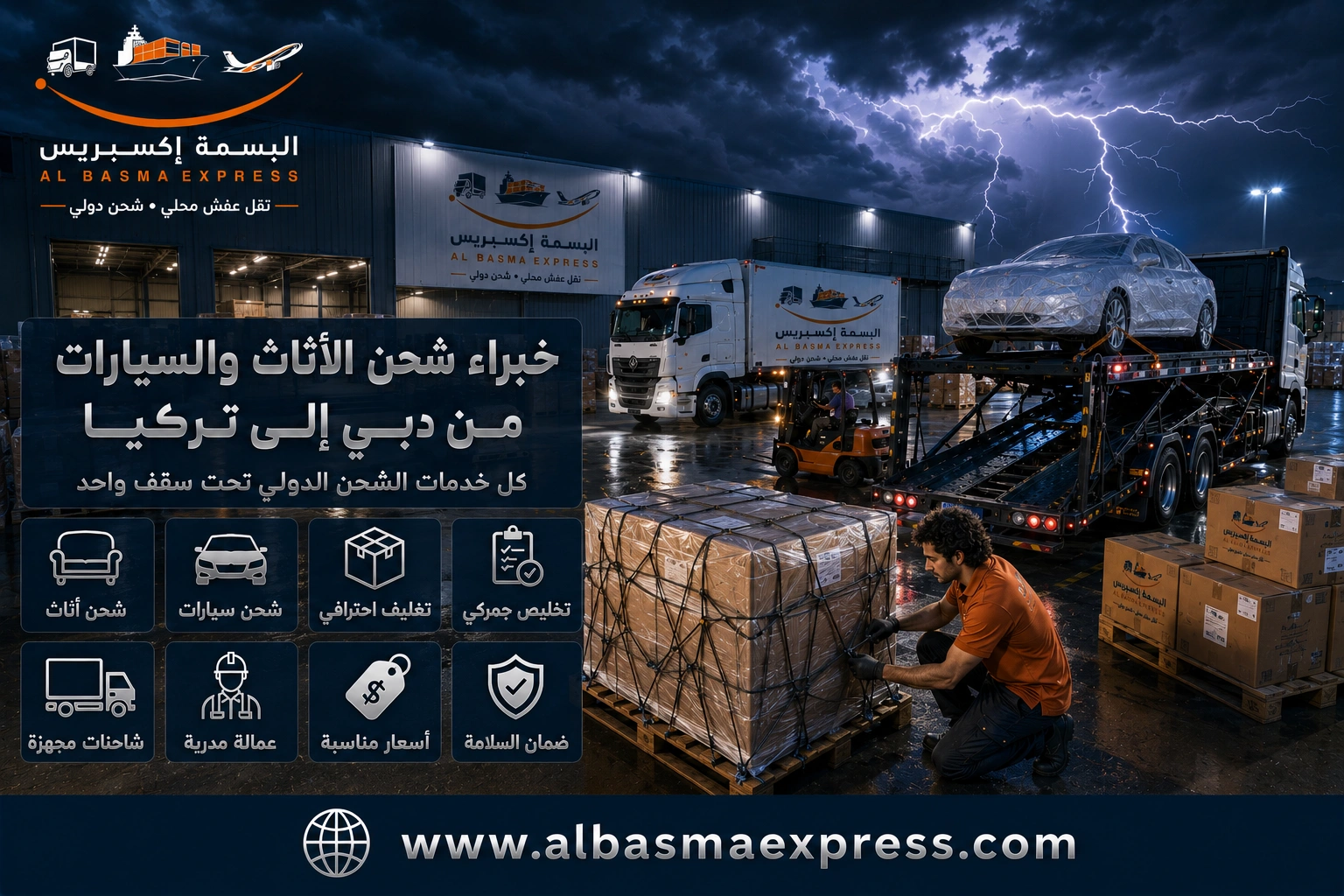 شركة شحن أثاث وسيارات من دبي لتركيا | 0557643821 الحاويات والأسعار وطرق الشحن