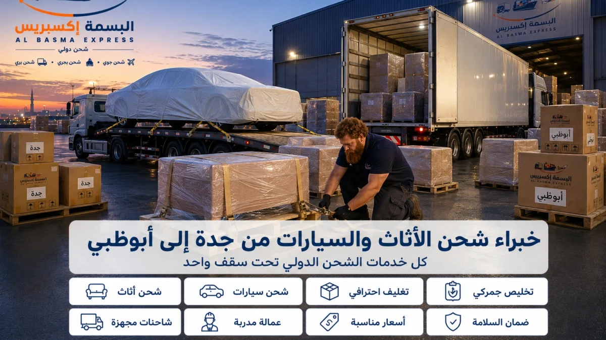 شحن أثاث وسيارات من جدة إلى أبوظبي طريقك الآمن لنقل ممتلكاتك بالكامل