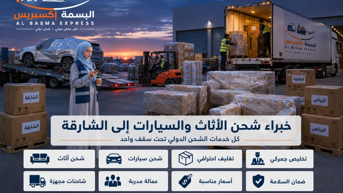شحن أثاث وسيارات من الرياض إلى الشارقة وجهتك الجديدة بأمان تام