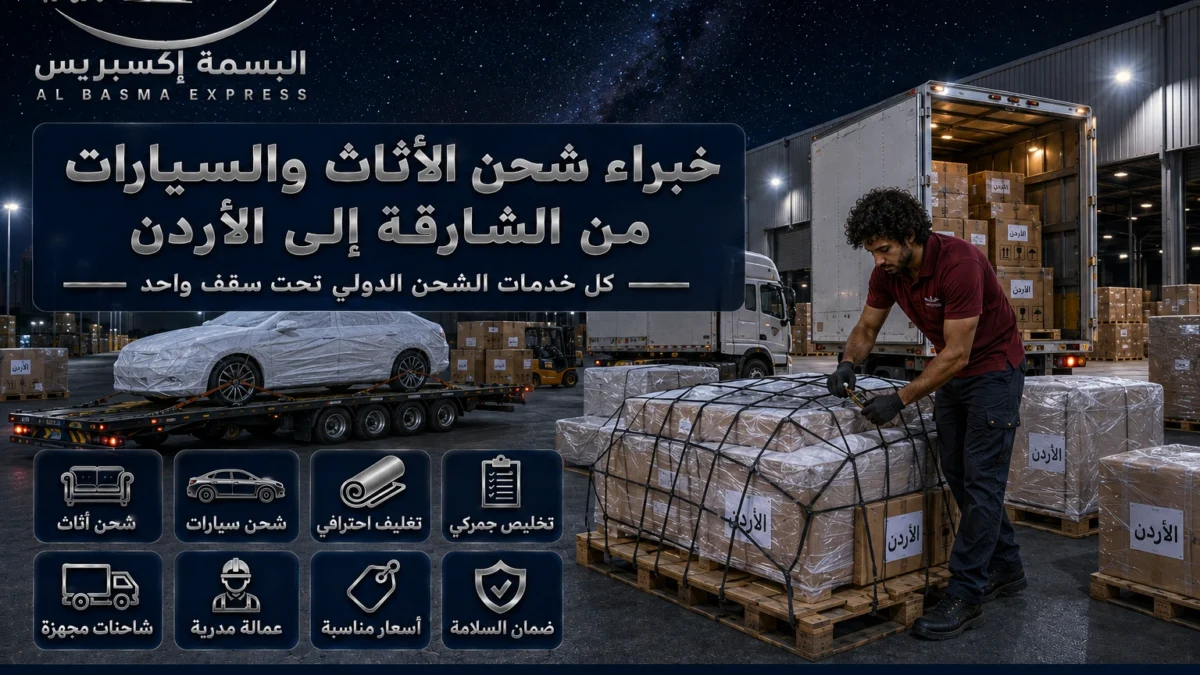 شحن أثاث وسيارات من الشارقة إلى الأردن نقل بري متكامل حتى مدينتك