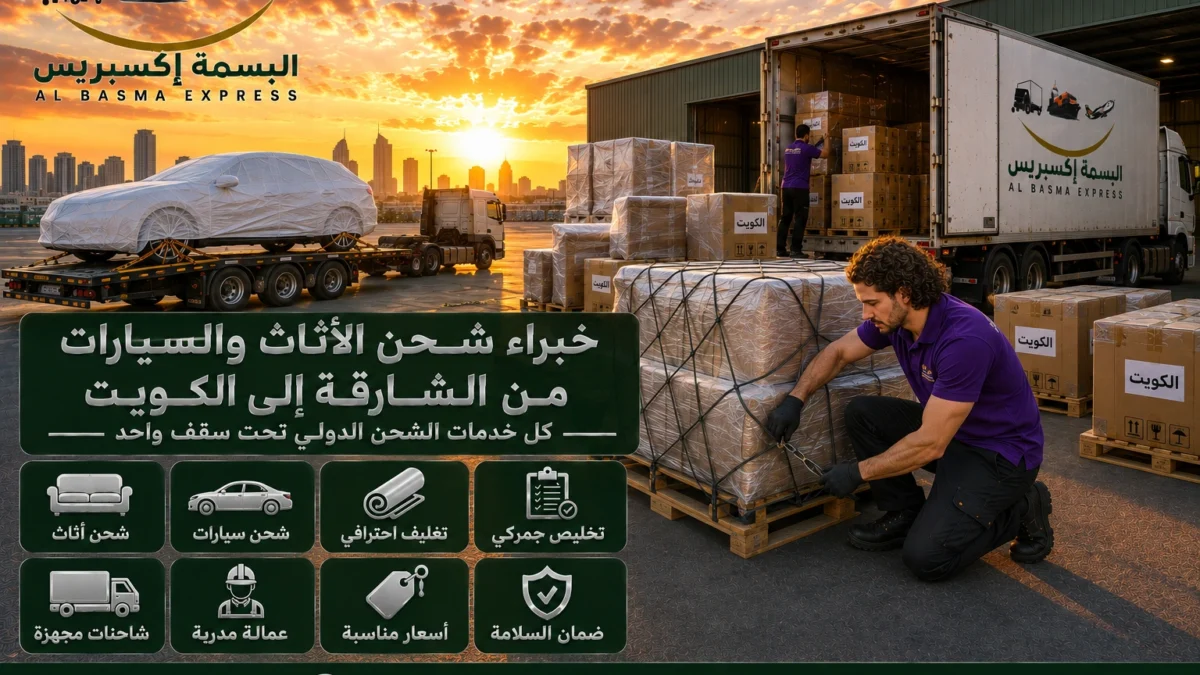 شحن أثاث وسيارات من الشارقة إلى الكويت خدمة متكاملة من الاستلام حتى التسليم