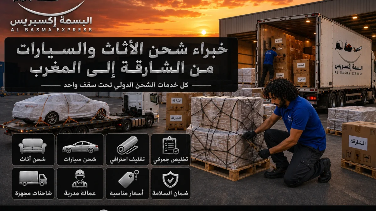 من الشارقة إلى المغرب شحن الأثاث والسيارات بخطة تحسب كل مرحلة