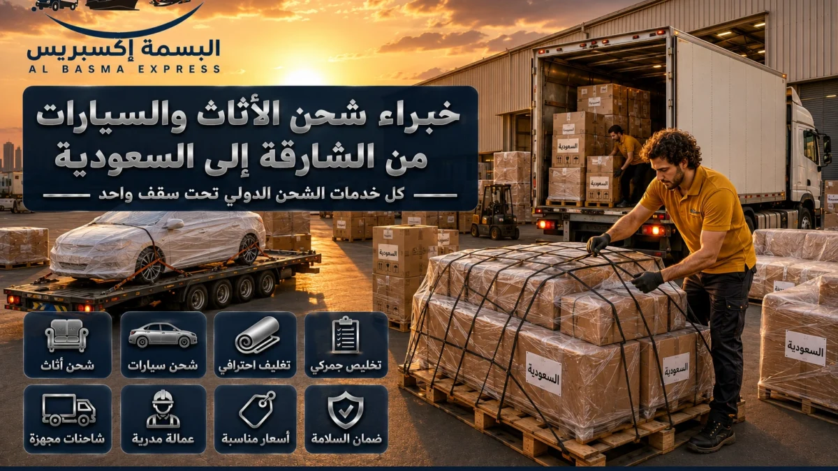 شحن أثاث وسيارات من الشارقة إلى السعودية نقل بري حتى باب منزلك