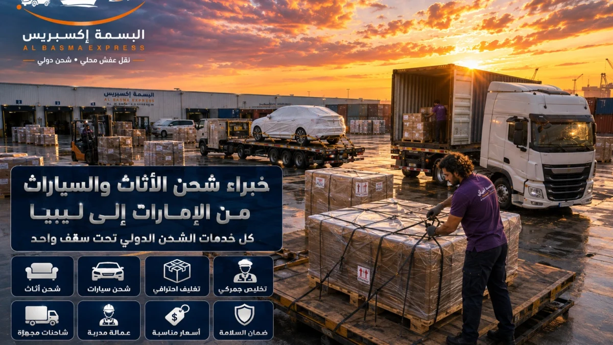 شركة شحن أثاث وسيارات من الإمارات لليبيا الأسعار والشحن البحري