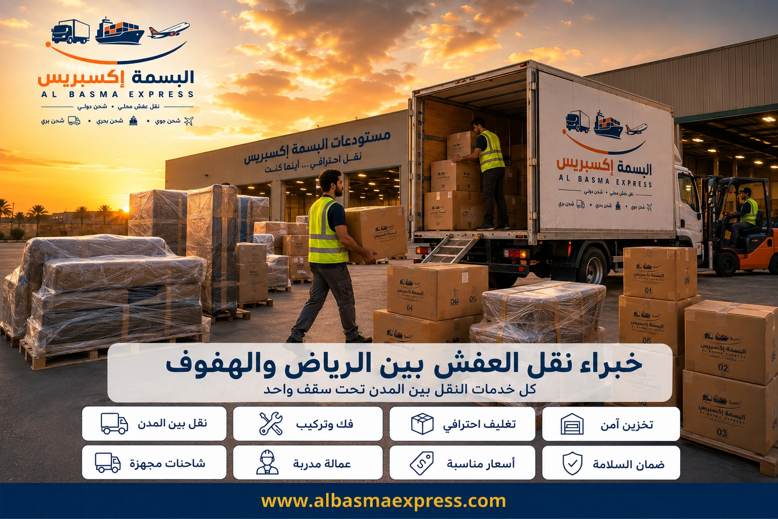 نقل عفش من الرياض إلى الهفوف: 0553923364 الدليل الشامل لخدمة آمنة واحترافية من الألف إلى الياء