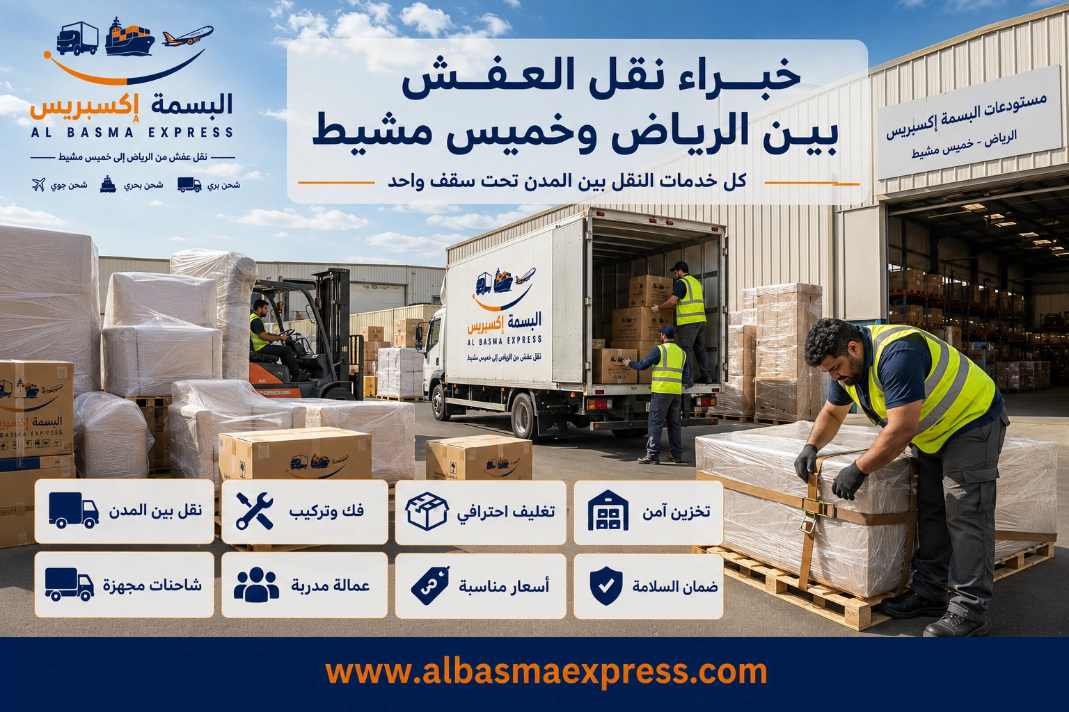 نقل عفش من الرياض إلى خميس مشيط: 0553923364 الدليل الشامل لخدمة آمنة واحترافية من الألف إلى الياء