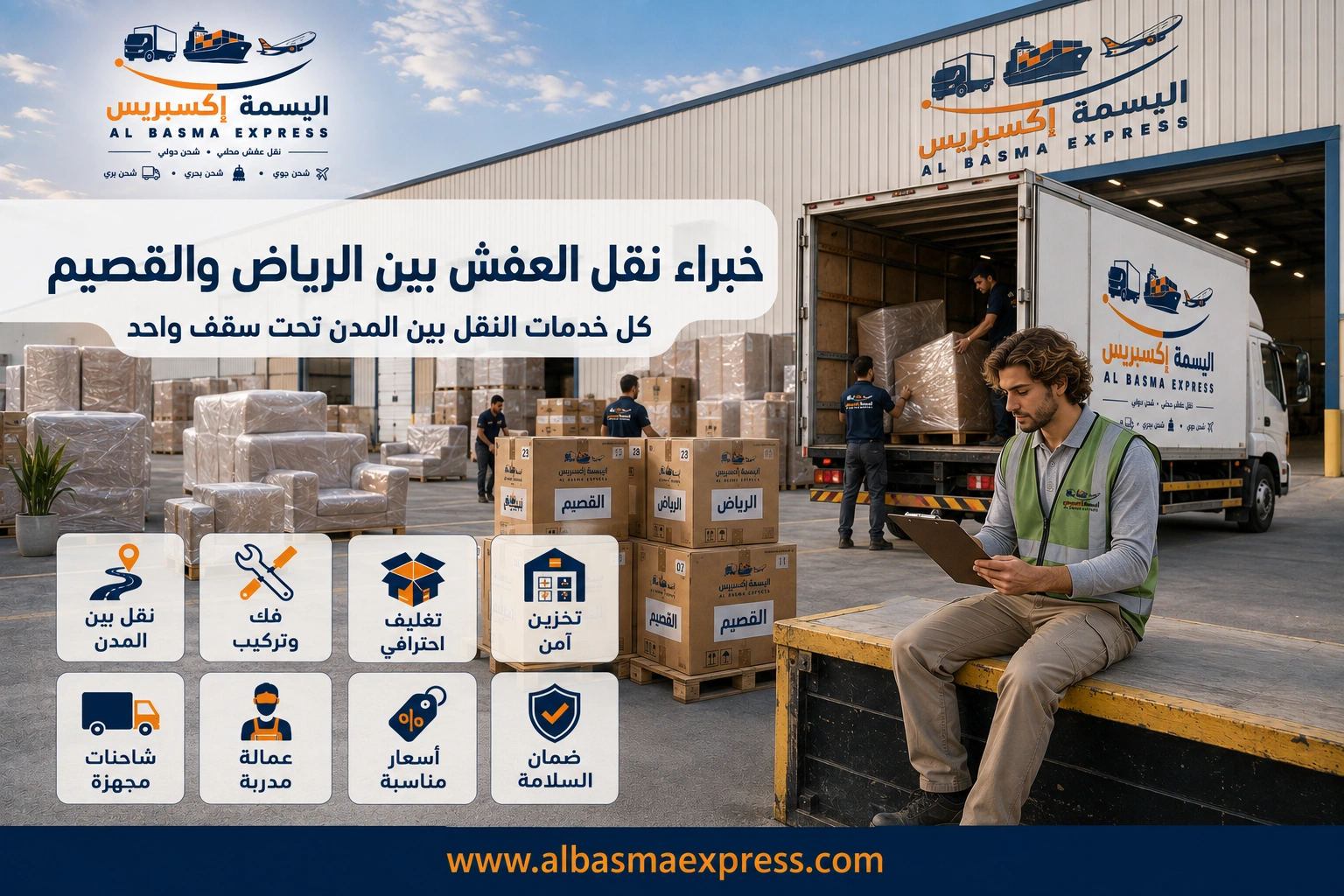 نقل عفش من الرياض إلى القصيم: 0553923364 الدليل الشامل لخدمة آمنة واحترافية من الألف إلى الياء