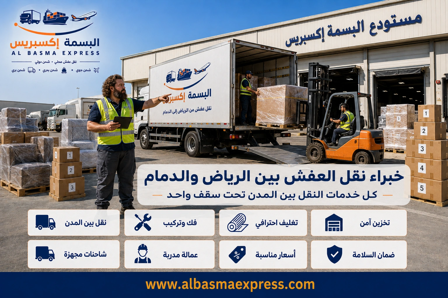 نقل عفش من الرياض إلى الدمام: 0553923364 الدليل الشامل لخدمة آمنة واحترافية من الألف إلى الياء