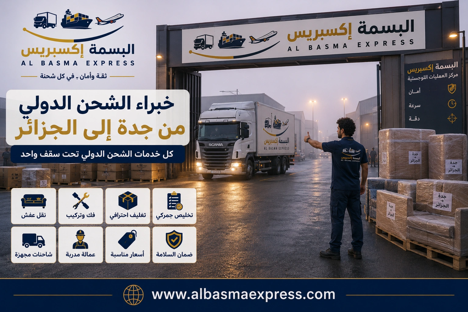 شحن العفش من جدة إلى الجزائر | 0553923364 كيف تصل مقتنياتك بأمان؟