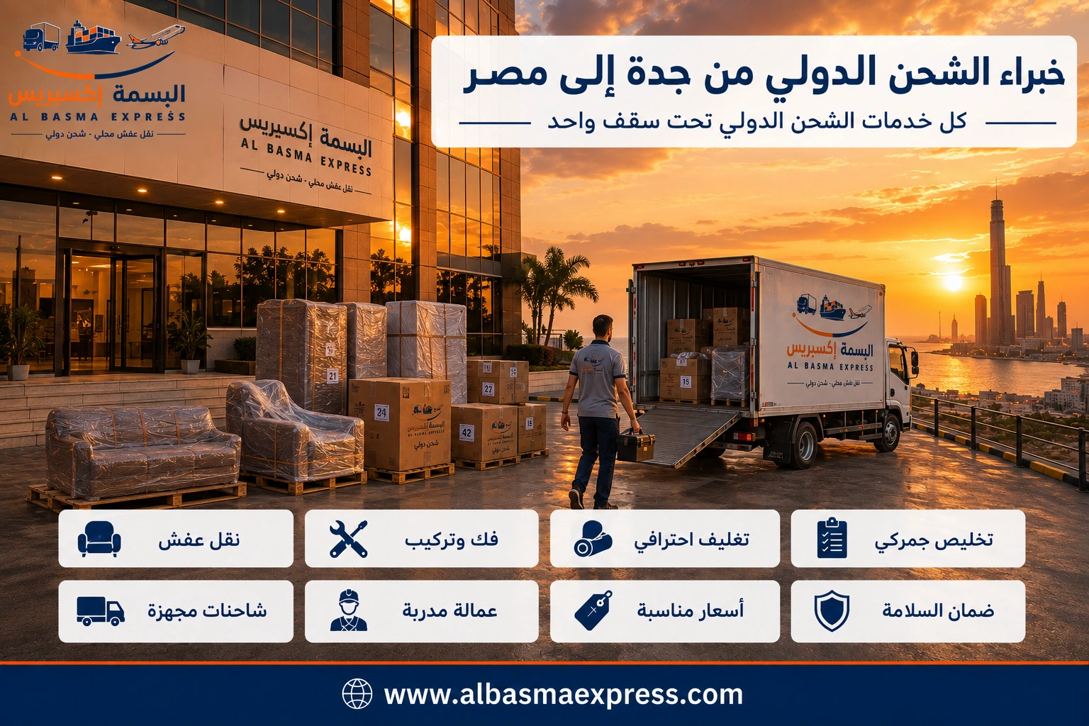 شحن ونقل عفش من جدة إلى مصر: 0553923364 أسهل طريقة لنقل بيتك بالكامل