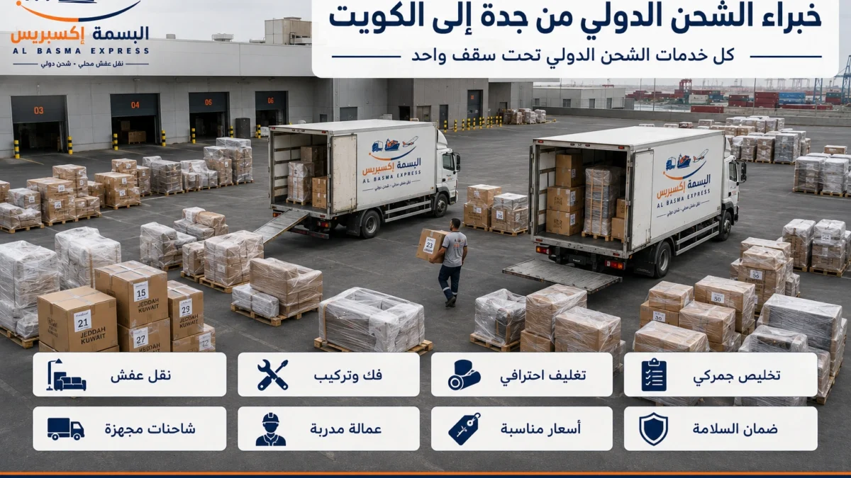 شحن ونقل عفش من جدة إلى الكويت خدمة شحن دولي موثوقة وسريعة
