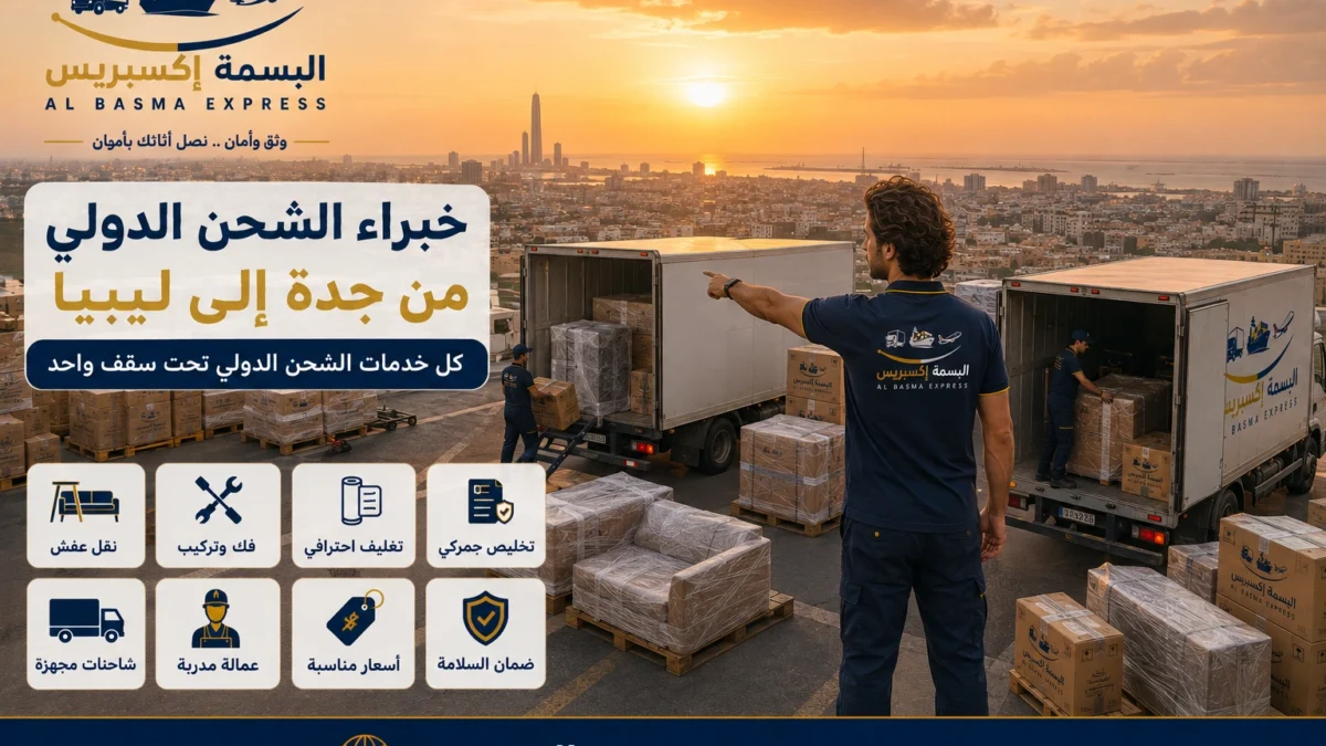 نقل وشحن العفش من جدة إلى ليبيا خدمة مرتبة حتى عنوان المستلم
