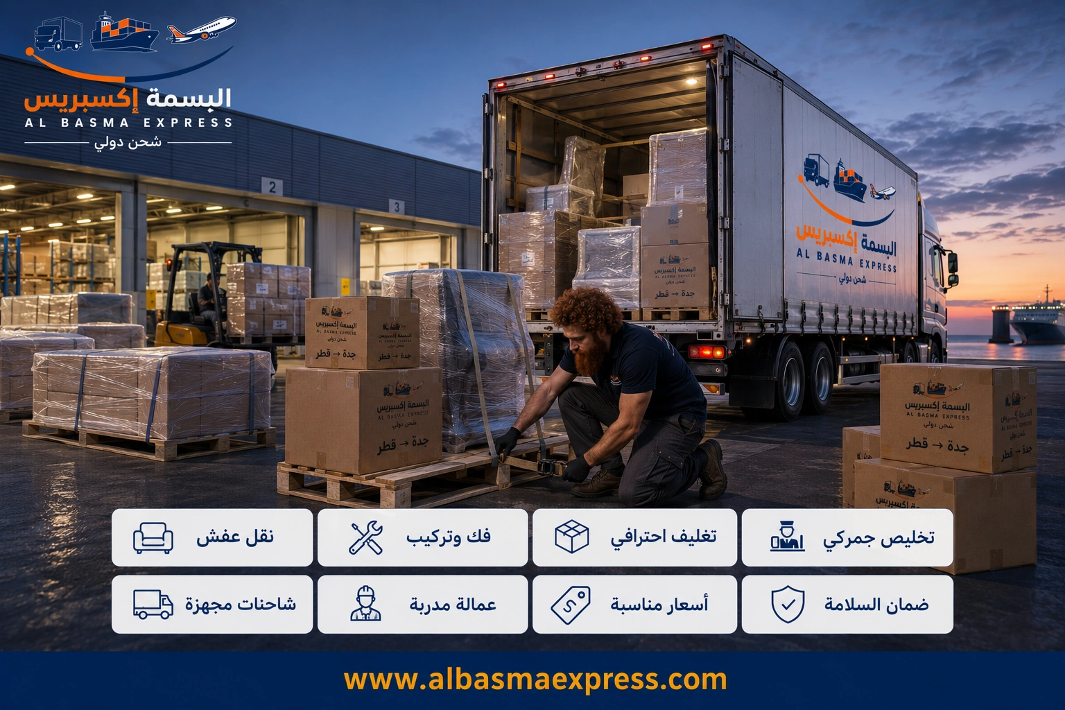 شحن ونقل عفش من جدة إلى قطر: 0553923364 خدمة شحن سلسة تصل بأثاثك أينما كنت