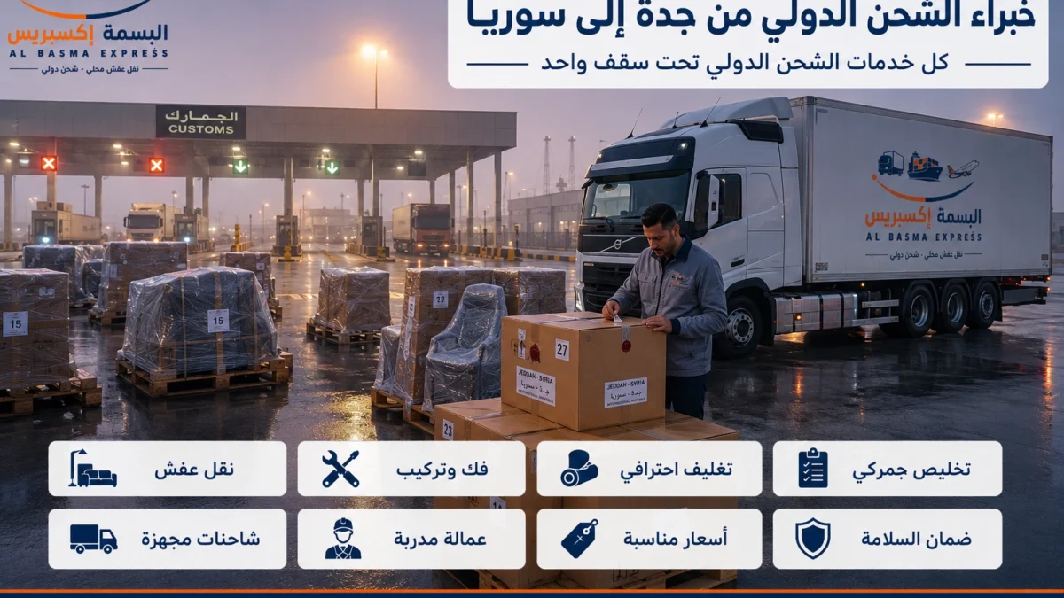 شحن ونقل عفش من جدة إلى سوريا خدمة موثوقة تصل بأثاثك بسلام
