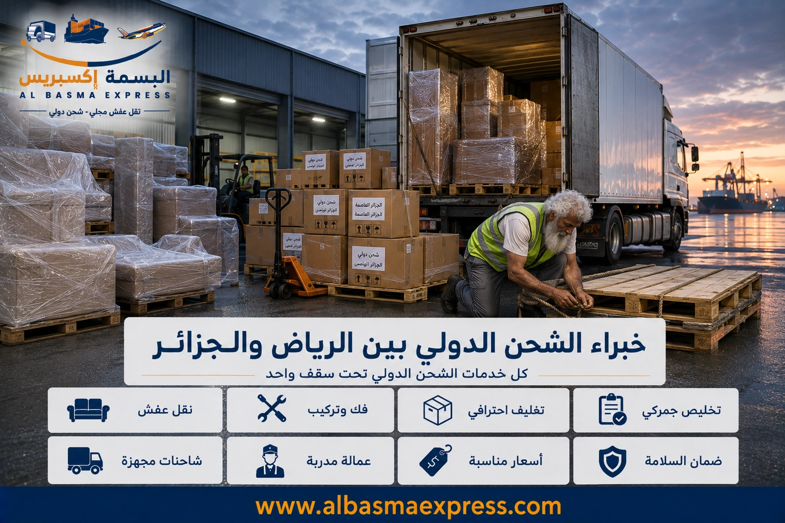شحن ونقل عفش من الرياض إلى الجزائر: 0553923364 حلول شحن متكاملة تناسب احتياجك