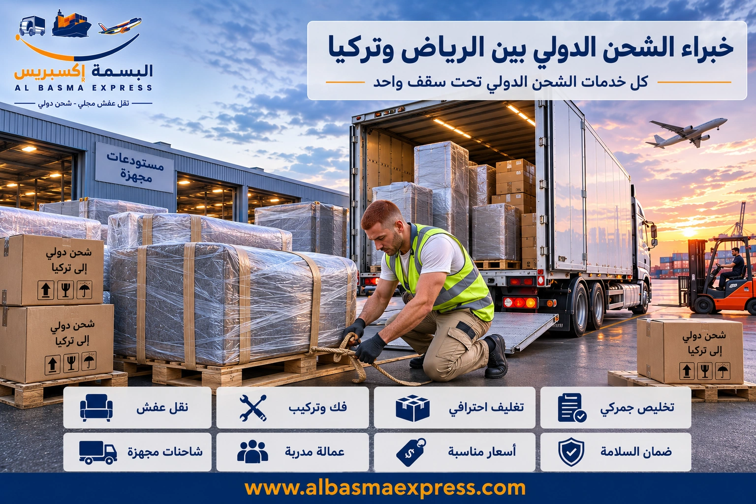 شحن ونقل عفش من الرياض إلى تركيا: 0553923364 خدمة شحن سلسة تصل بأثاثك أينما كنت