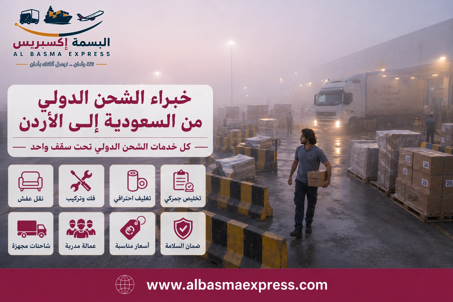 شحن من السعودية إلى الأردن: 0553923364 دليلك لعبور الحديثة والعمري حتى بابك