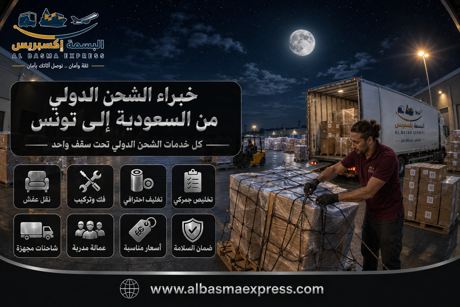 شحن من السعودية إلى تونس: 0553923364 كيف تختار طريق الأثاث من بيتك حتى بابك في تونس؟