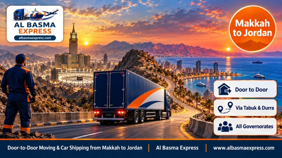 Door-to-Door Moving & Car Shipping from Makkah to Jordan | Seven Links from Your Makkah Home to Reassembly in Amman and Aqaba