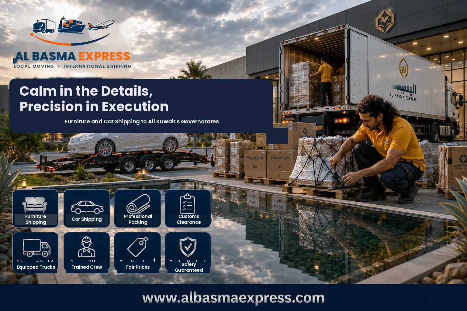 Furniture and Car Shipping Company from Abu Dhabi to Kuwait: +971557643821 Professional Solutions