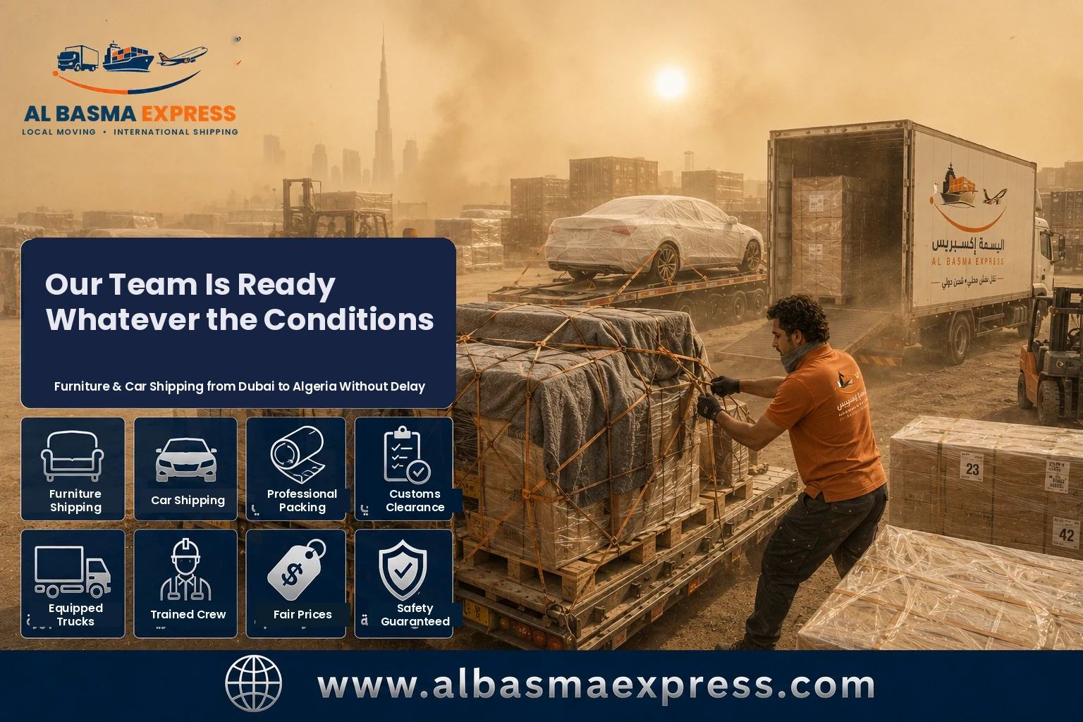 Furniture and Car Shipping Company from Dubai to Algeria | +971557643821 Containers and Shipping Prices