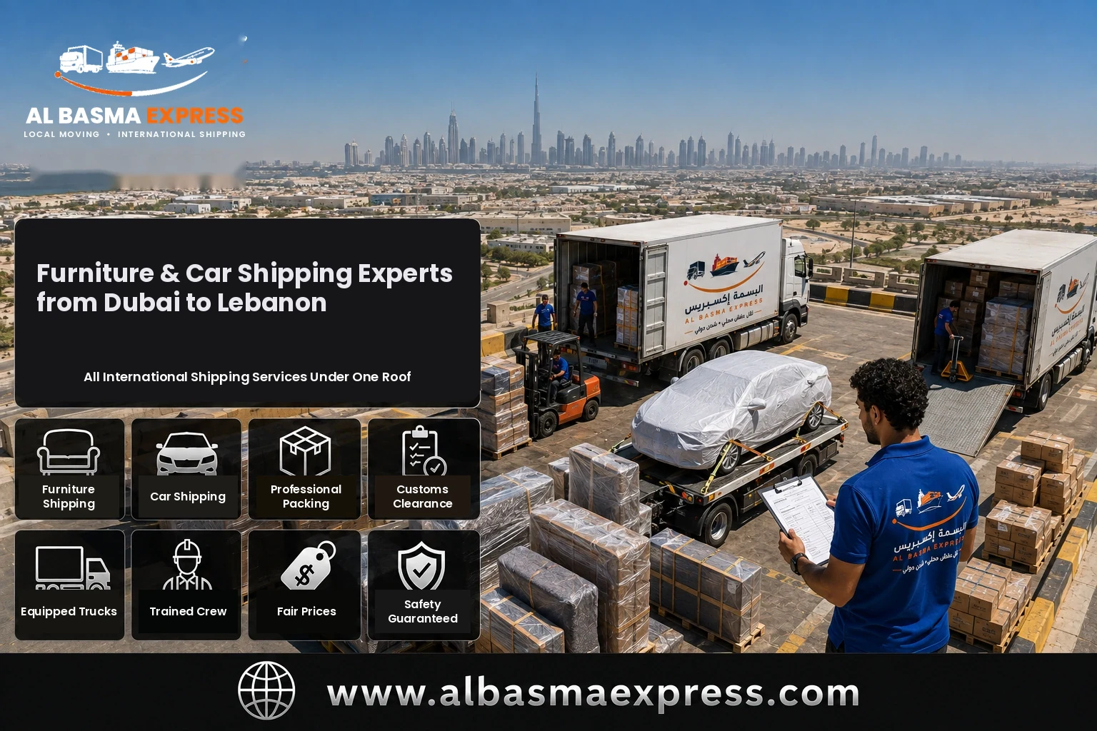 Furniture and Car Shipping Company from Dubai to Lebanon | +971557643821 Prices and Shipping Methods