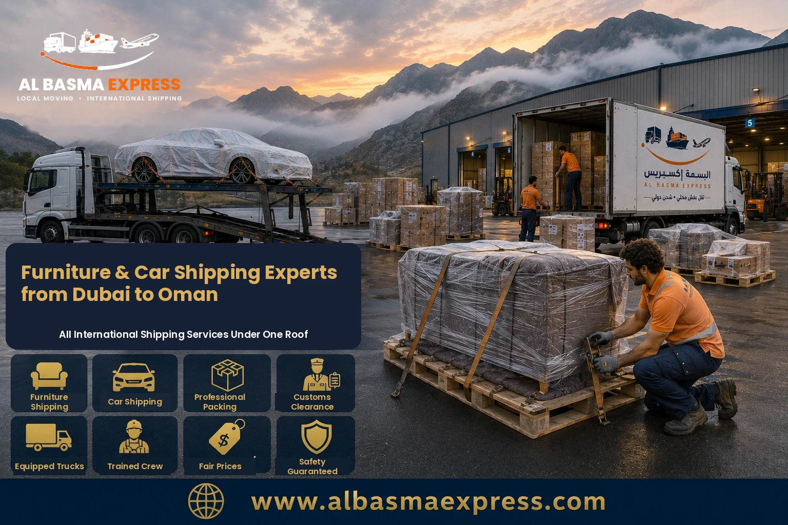 Furniture and Car Shipping Company from Dubai to Oman: +971557643821 Cost, Transit Time and Transport Methods