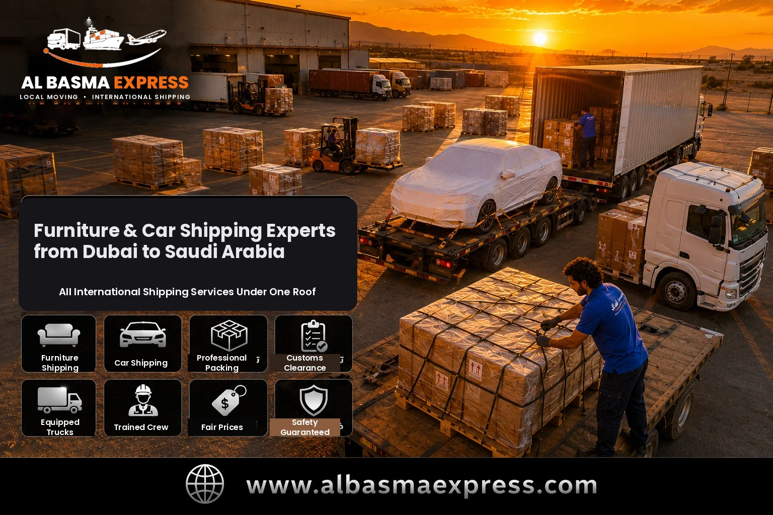 Furniture and Car Shipping Company from Dubai to Saudi Arabia: +971557643821 Prices, Transit Times and Transport Methods