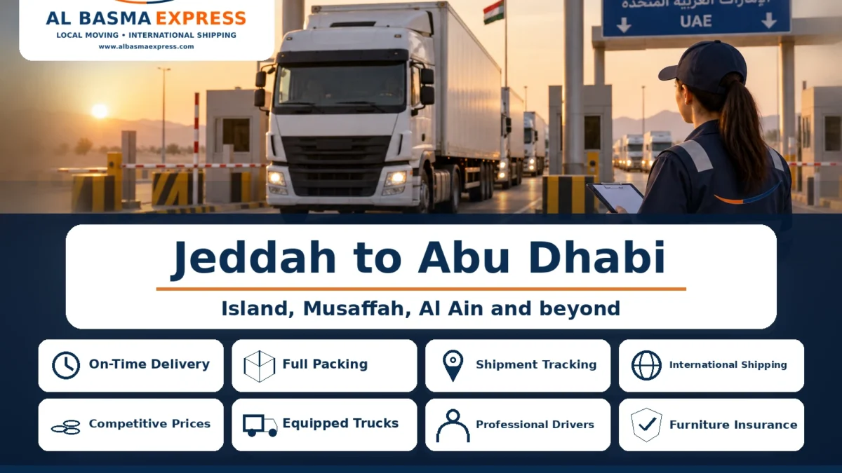 Furniture and Car Shipping Company from Jeddah to Abu Dhabi Land, Sea and Air