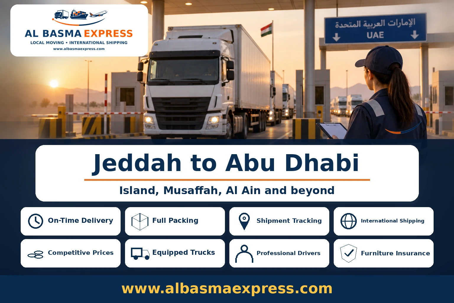 Furniture and Car Shipping Company from Jeddah to Abu Dhabi | +966553923364 Land, Sea and Air
