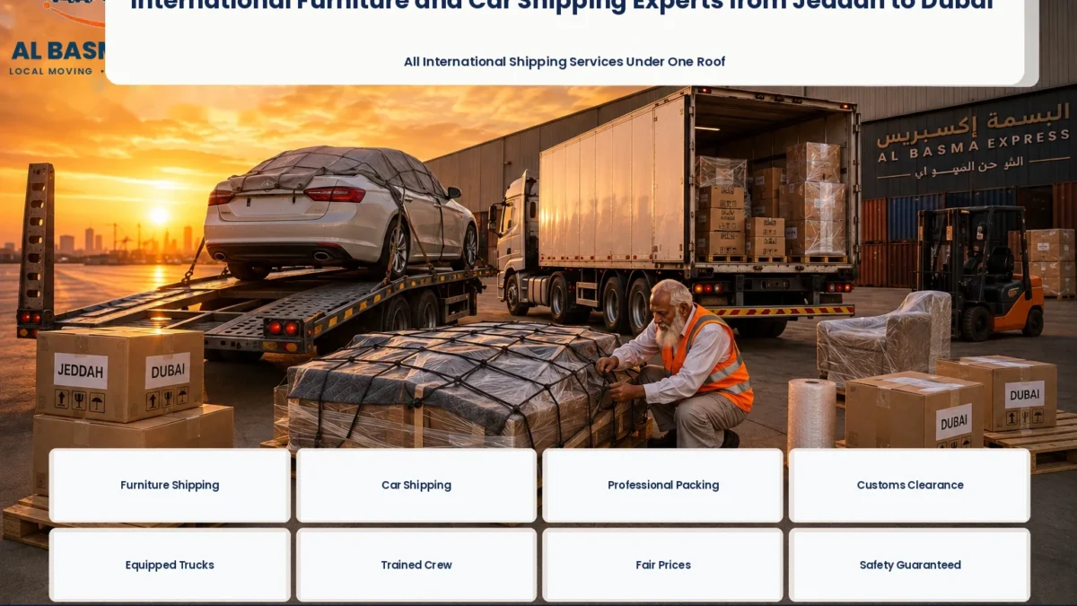 Furniture and Car Shipping Company from Jeddah to Dubai Al Batha and Al Ghuwaifat