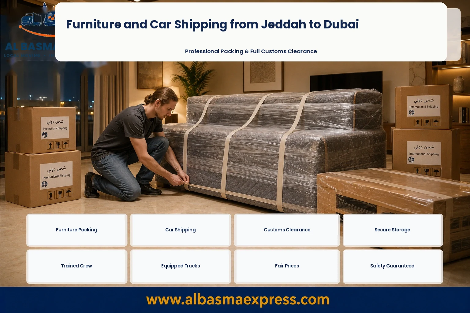 Sofa wrapped in Jeddah for shipping to Dubai
