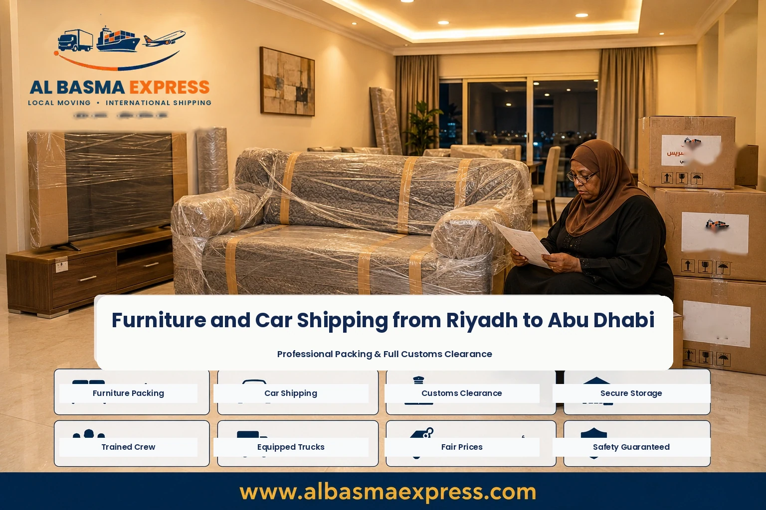 Sofa wrapped in Riyadh for shipping to Abu Dhabi