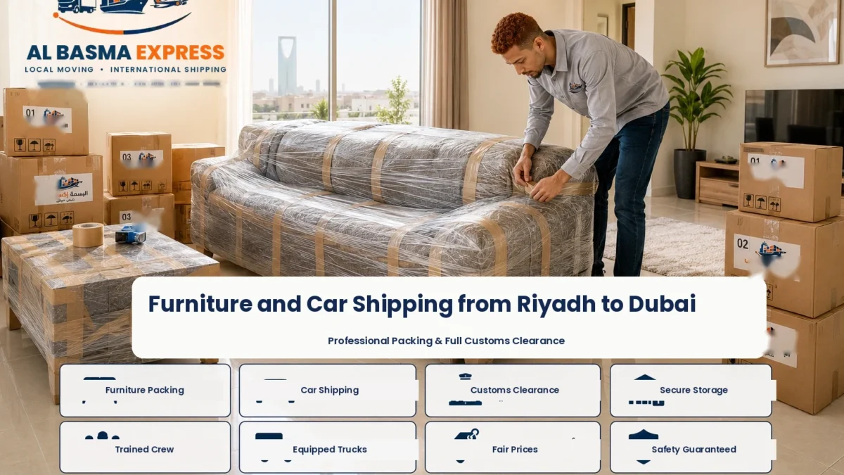 Furniture and Car Shipping Company from Riyadh to Dubai Land and Air Freight