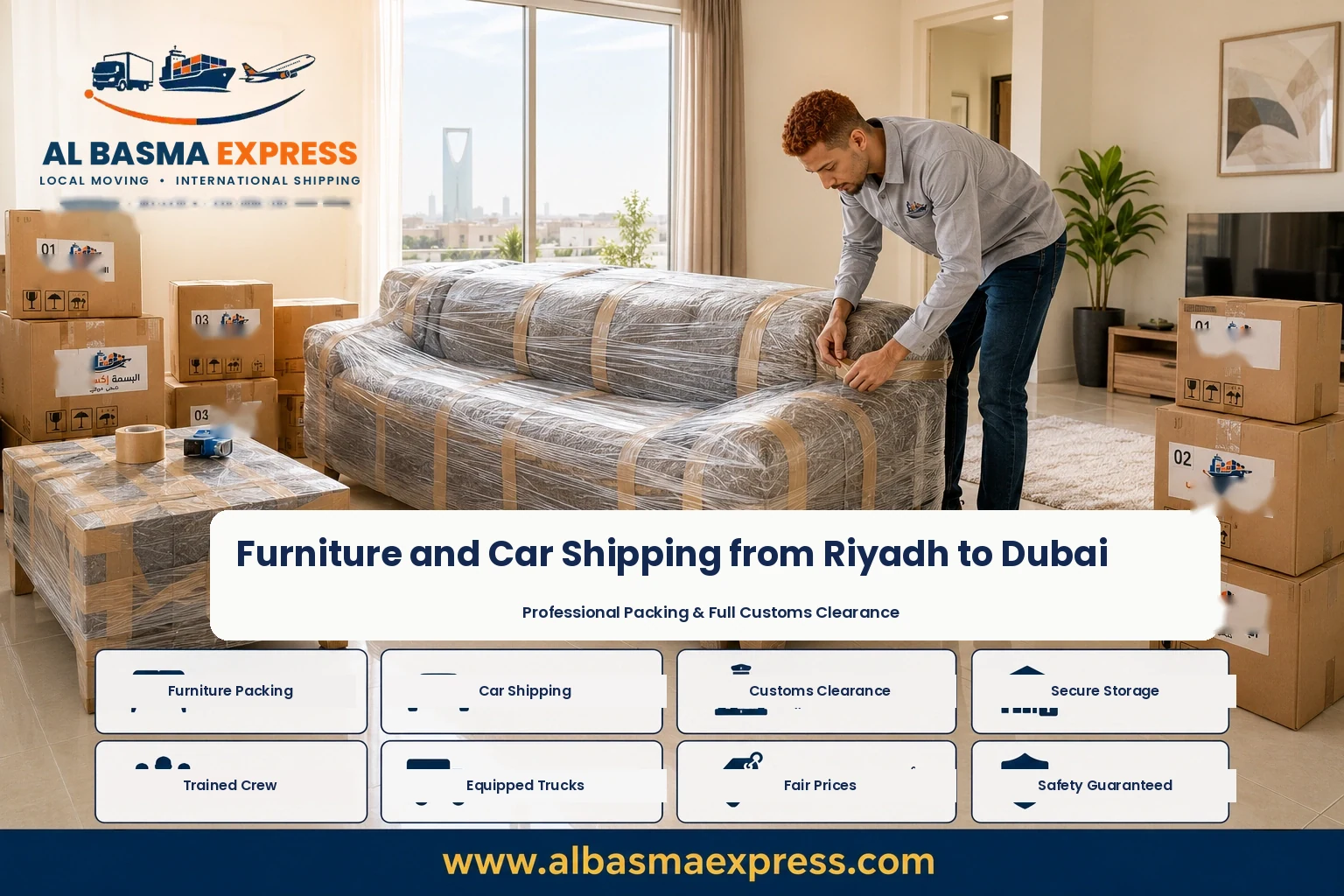 Furniture and Car Shipping Company from Riyadh to Dubai | +966553923364 Land and Air Freight