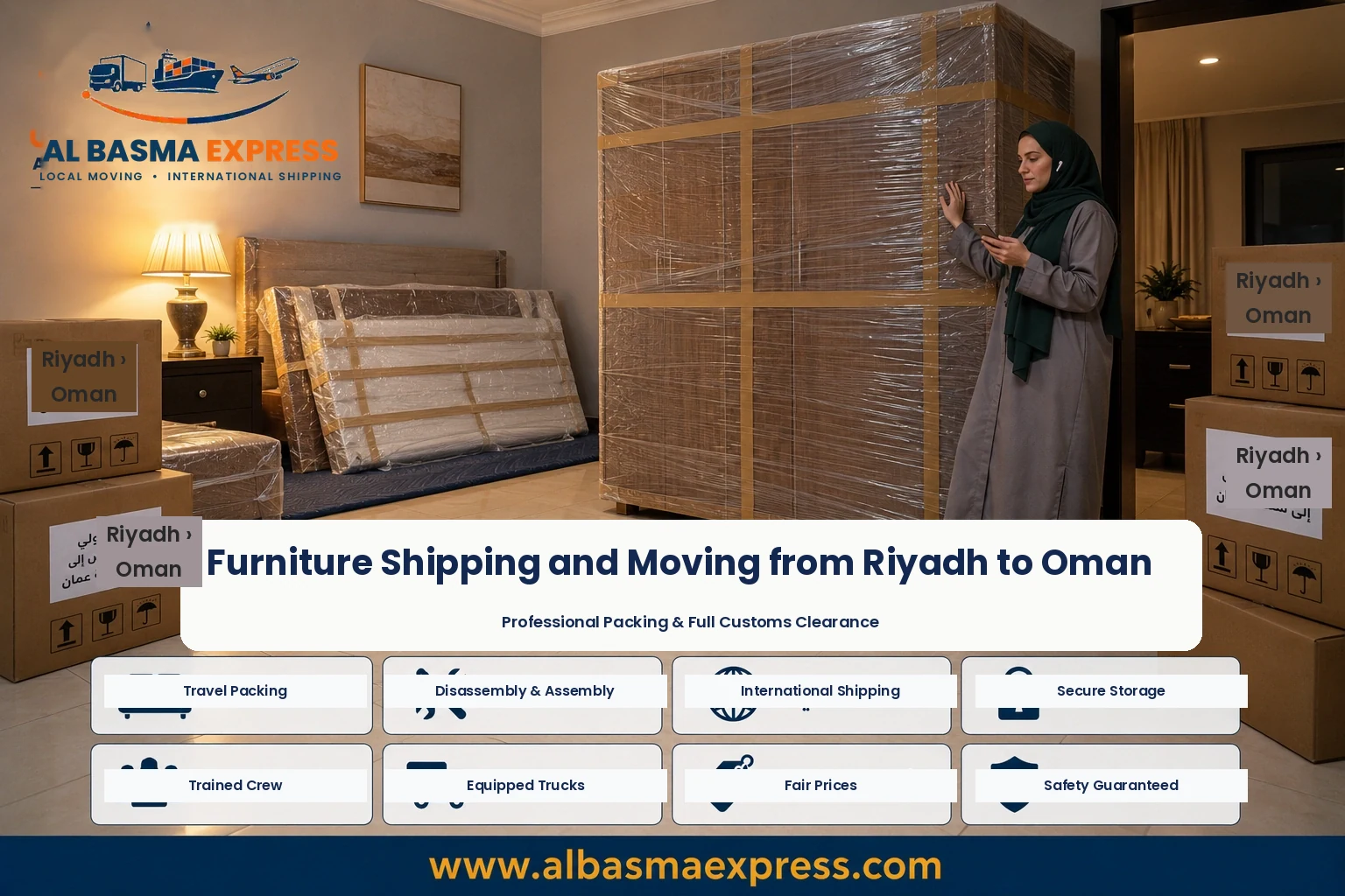Wardrobe wrapped in Riyadh for shipping to Oman
