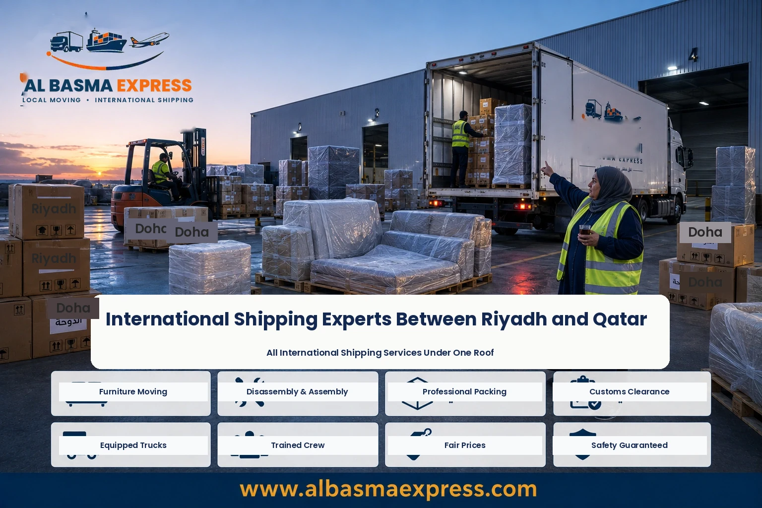 Furniture Shipping and Moving Company from Riyadh to Qatar | +966553923364 Salwa and Abu Samra