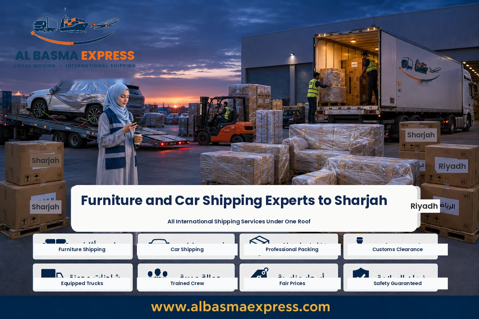 Furniture and Car Shipping Company from Riyadh to Sharjah | +966553923364 Land and Air Freight