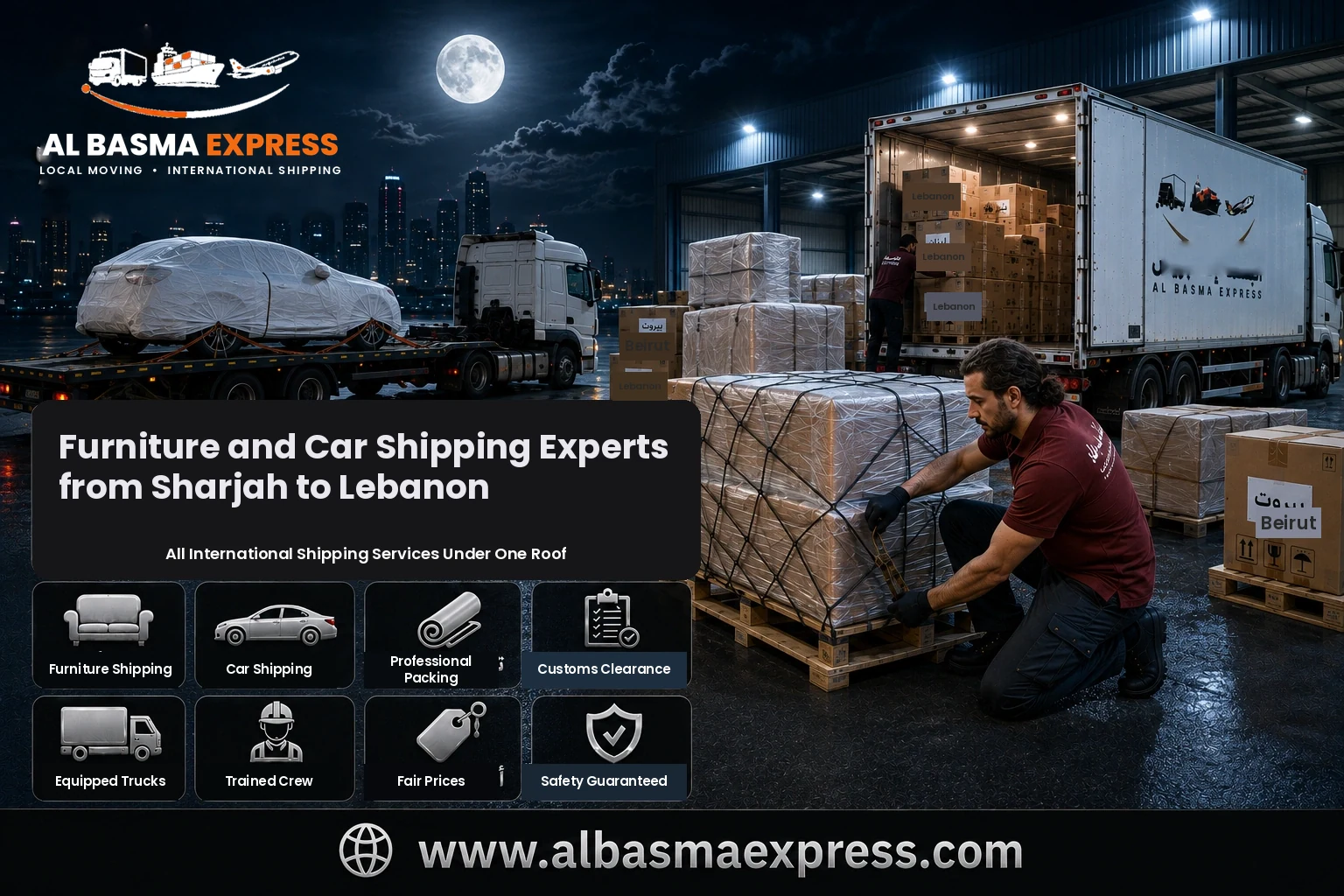 Furniture and Car Shipping Company from Sharjah to Lebanon | +971557643821 Costs and Methods