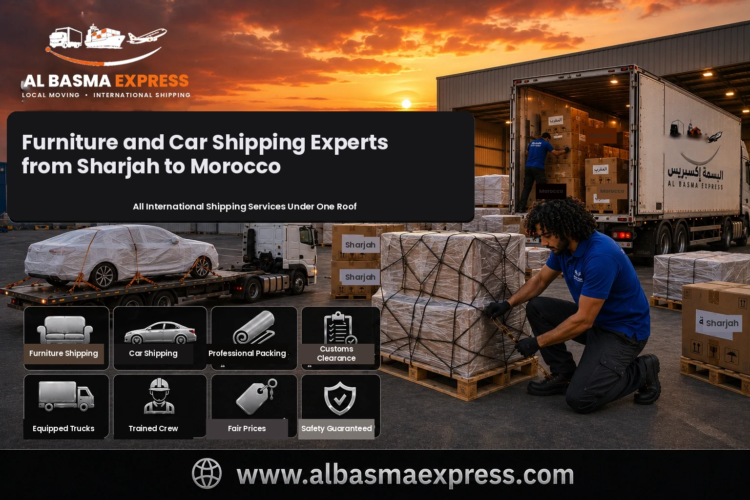 Furniture and Car Shipping Company from Sharjah to Morocco | +971557643821 Sea and Air Freight