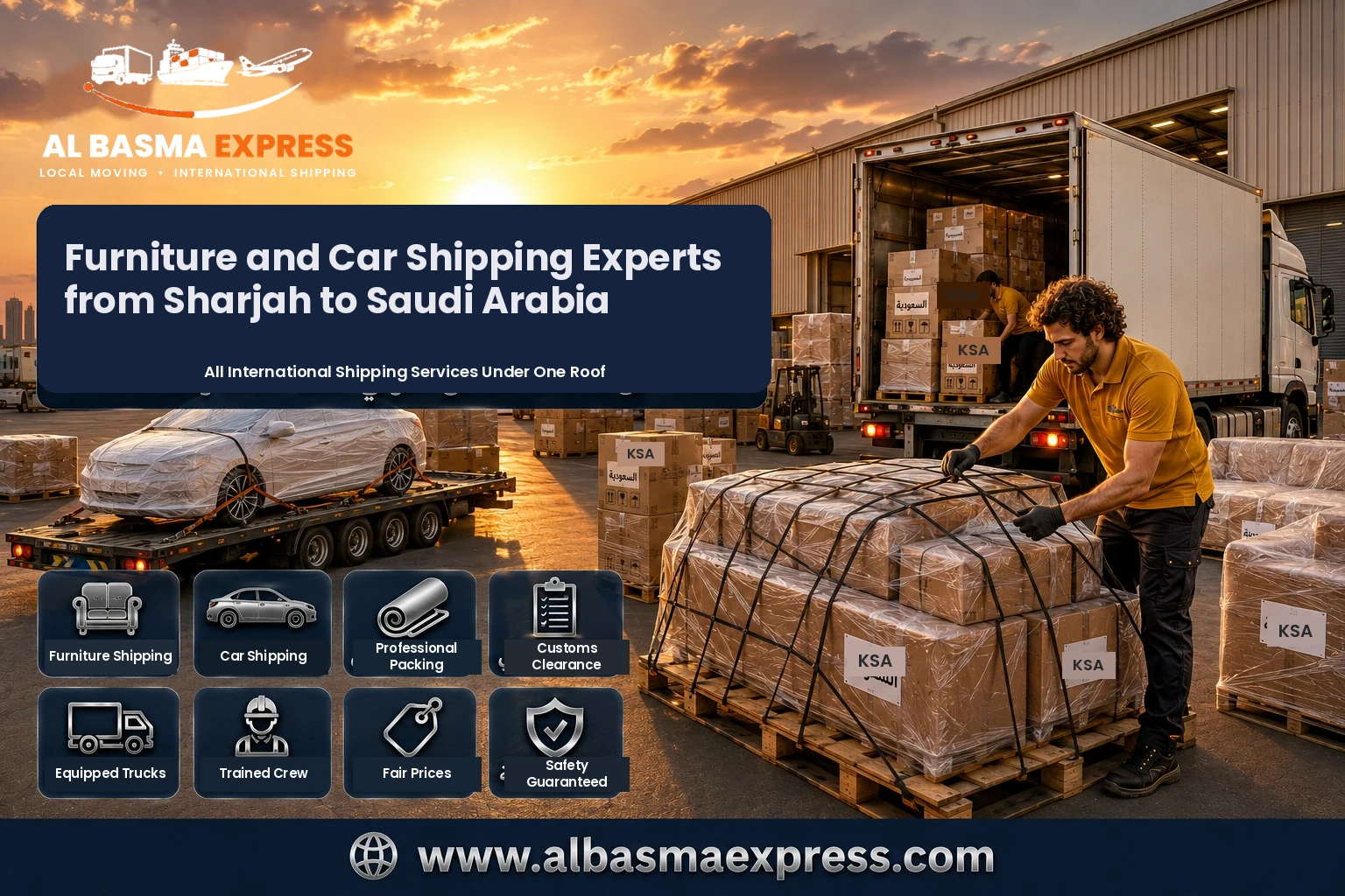 Furniture and Car Shipping Company from Sharjah to Saudi Arabia | +971557643821 Prices and Transit Times