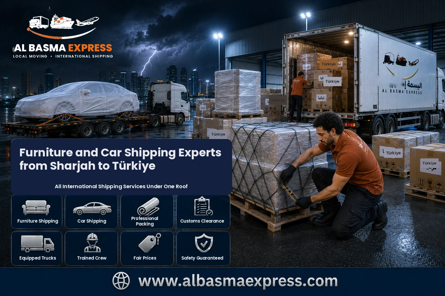 Furniture and Car Shipping Company from Sharjah to Türkiye | +971557643821 Sea, Land and Air