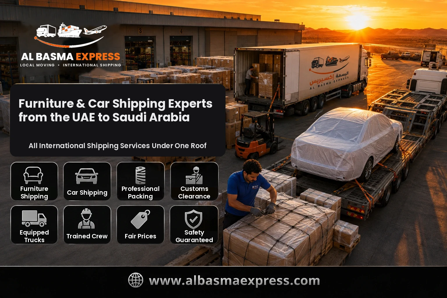 Furniture and Car Shipping from the UAE to Saudi Arabia: +971557643821 A Smart Door-to-Door Land Plan